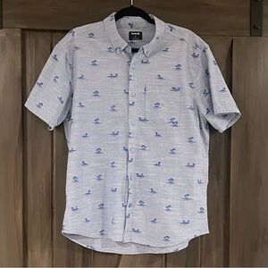 Hurley Men’s Short Sleeve Button Down Blue Print-large
